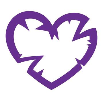 Abstract purple heart design with torn edges on a white background ideal for creative projects vector