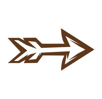 Brown arrow on white background pointing right for direction and design elements vector