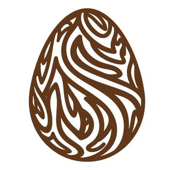 Brown decorative easter egg graphic with swirls and abstract pattern on white background vector