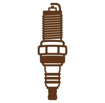 Brown silhouette of a spark plug depicting an automotive ignition component vector