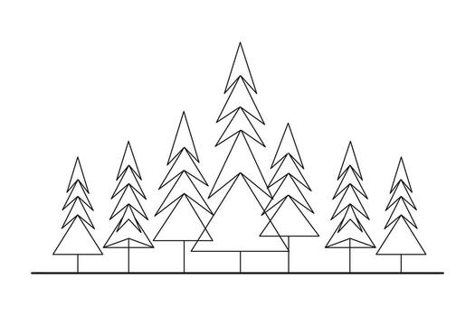 Group of evergreen trees in a forest vector