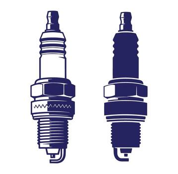 dos Chispa - chispear enchufe ilustraciones en contrastando color estilos para automotor diseño y Ingenieria vector