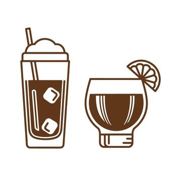 illustration of refreshing drinks with ice cubes and a lemon slice perfect for summer vector