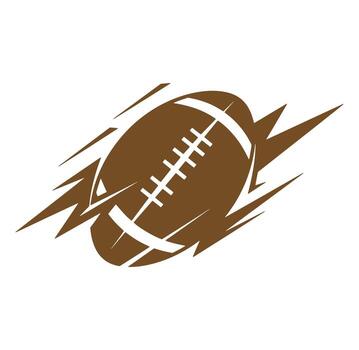 Dynamic illustration of a brown football with speed lines representing powerful forward movement vector