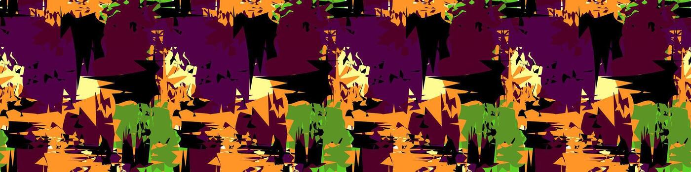 oscuro púrpura, naranja, y verde resumen grunge fondo, sin costura antecedentes. resumen pintada estilo repitiendo impresión. sin costura resumen caótico raya modelo vector