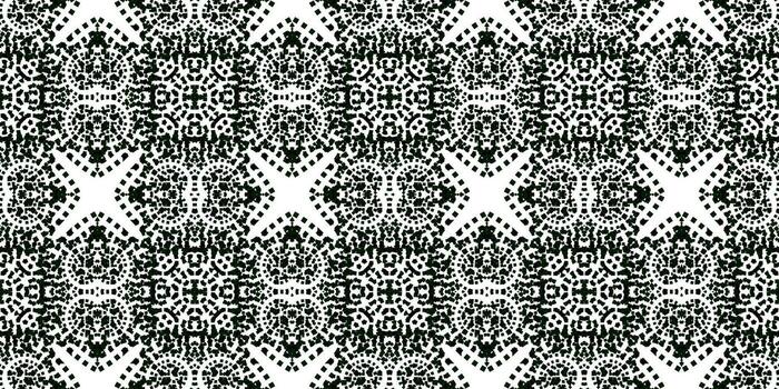 Green and White Mosaic Dotwork Pattern, pattern backdrop. Digital Dot-Style Ornate Repeating Motif. Green Geometric Seamless Pattern. Contemporary Green and Black Interlocking Design vector