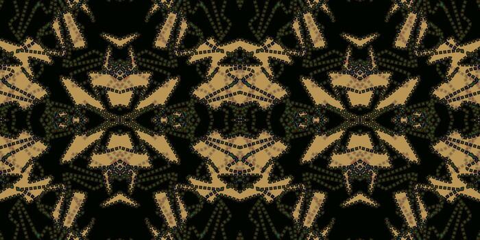 Dark Ornate Abstract seamless Pattern with Dot Texture. Seamless Luxury Digital Embroidery or Beading Motif. Victorian or Baroque Style Dot Mesh Pattern. Luxury Abstract Fabric Print vector