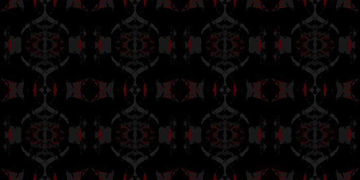 Intricate, repeating geometric pattern. Dark Gothic Abstract Symmetrical Ornament Pattern . Black and Deep Red Elegant Seamless Background vector