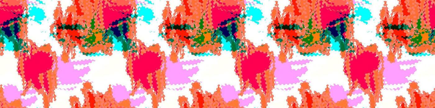 vibrante digital falla sin costura frontera modelo . caliente rosa, cian, y naranja pixelado resumen antecedentes. resumen ruido textura. onda de vapor estético sin costura textil antecedentes vector