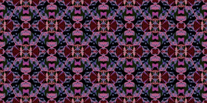 Luxury Abstract Brocade Style Background. Decorative Abstract Dark Glamour Design. Tapestry Texture in Pink, Red, and Black . Complex Jewel-Toned Abstract Repeating Motif vector