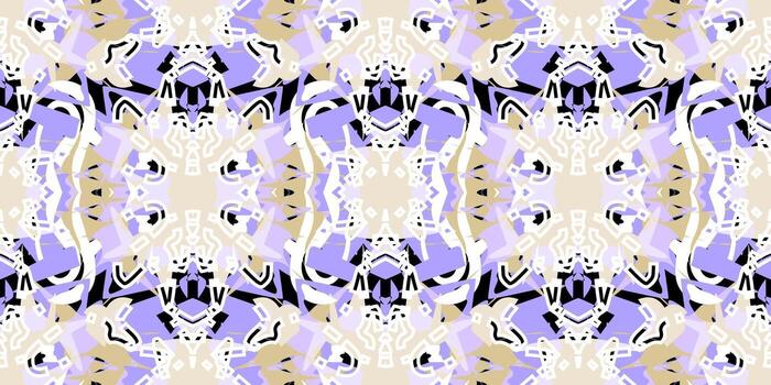 resumen moderno caleidoscopio sin costura patrón, modelo tela. lavanda y beige tribal geométrico repetir antecedentes . moderno resumen gente Arte sin costura modelo vector