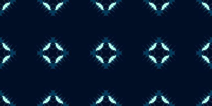 profundo Armada y verde azulado resumen geométrico repitiendo modelo. moderno Armada azul fondo con repitiendo geométrico elementos. simétrico minimalista tela impresión con geométrico Picos vector