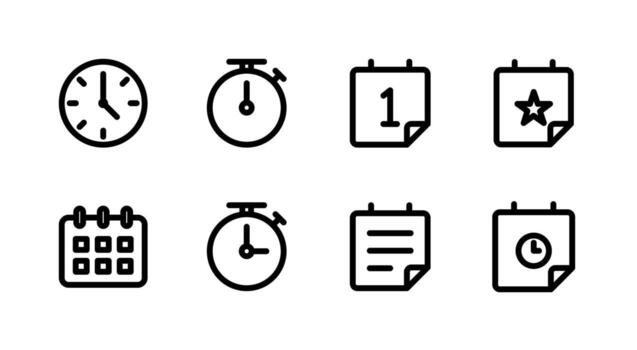 Ultimate Time Schedule Line Icon Set High Quality for Modern Productivity Apps vector
