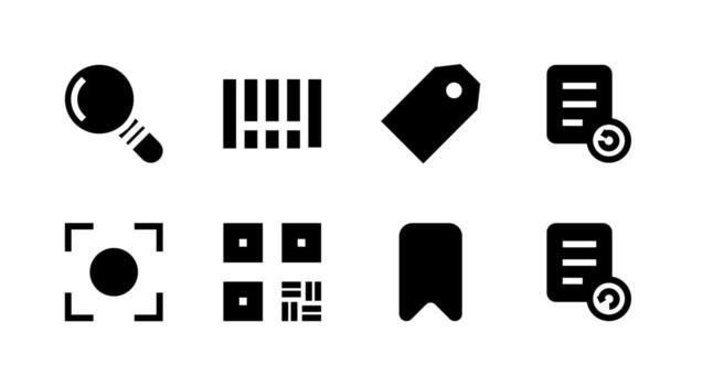 Essential Search Discovery Solid Icon Set Perfect for Scanning Applications vector