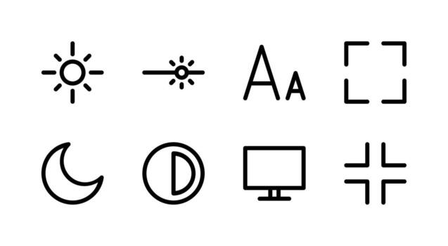 Brightness and Contrast Line Icon Collection for App Layout vector