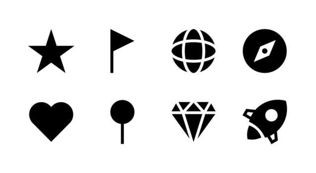 Star and Heart Solid Icons for UI and Social Design vector