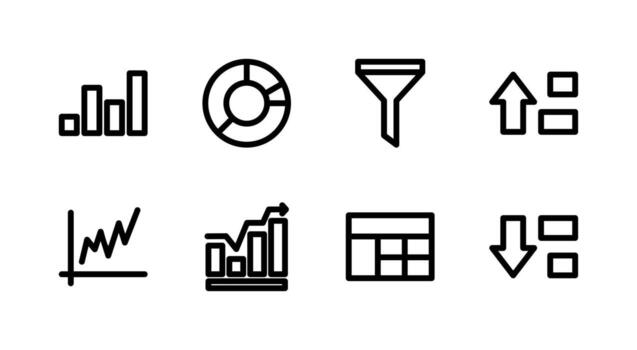 Versatile Data Management Line Icon Set Perfect for Professional Reporting Tools vector