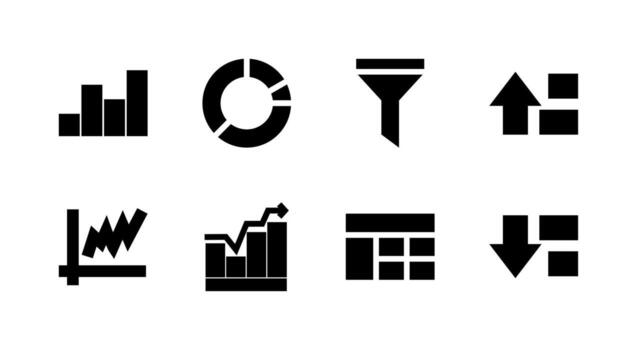 Ultimate Analytics Chart Solid Icon Set High Quality for Modern Data Platforms vector
