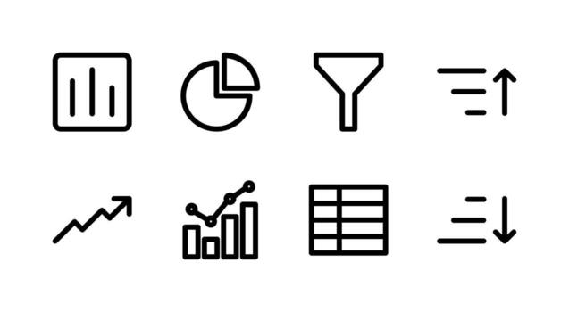 Professional Chart Graph Line Icon Set Essential for Digital Analytics vector
