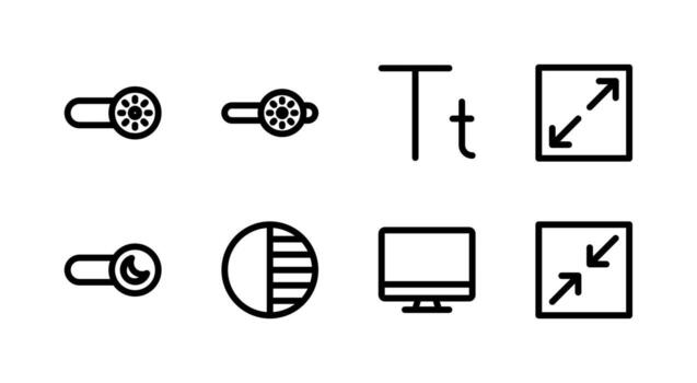 fuente y pantalla línea íconos para moderno interfaz vector