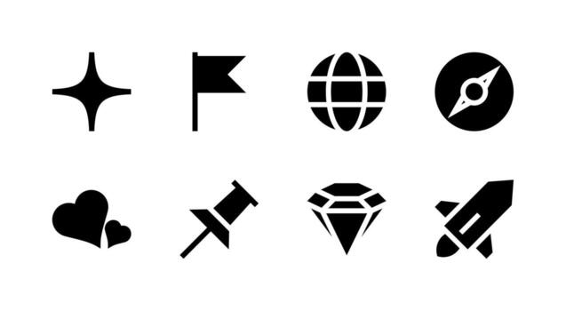Flag and Globe Solid Icon Collection for Web and Navigation vector