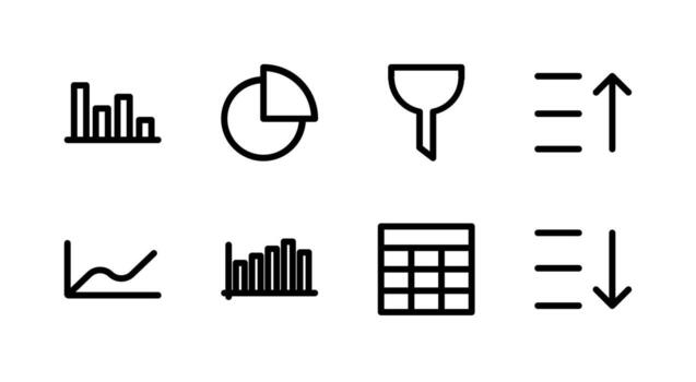 Ultimate Analytics Chart Line Icon Set High Quality for Modern Data Platforms vector