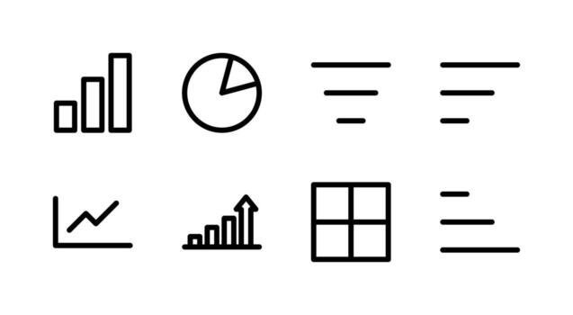 Essential Data Chart Line Icon Set Perfect for Analytics Dashboards vector
