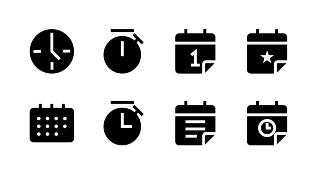 Time Schedule Line Icon Set High Quality for Modern Productivity Apps vector