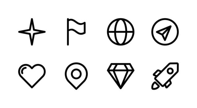 Diamond and Pin Line Icons for Location and Reward System vector