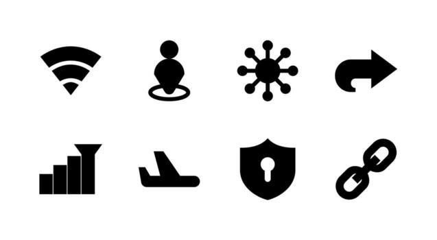 Complete Connection Signal Solid Icon Set Premium Quality for Network Management vector