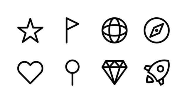 Favorites and Discovery Line Icon Set for App and Interface vector