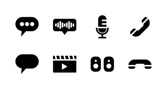 Essential Communication Chat Solid Icon Set Perfect for Messaging Applications vector