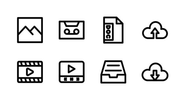 Complete Document Archive Line Icon Set Premium Quality for File Management vector