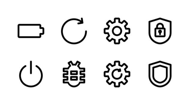 Settings and Update Line Icons for Modern UI Layout vector