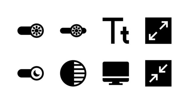 Font and Screen Solid Icons for Modern Interface vector