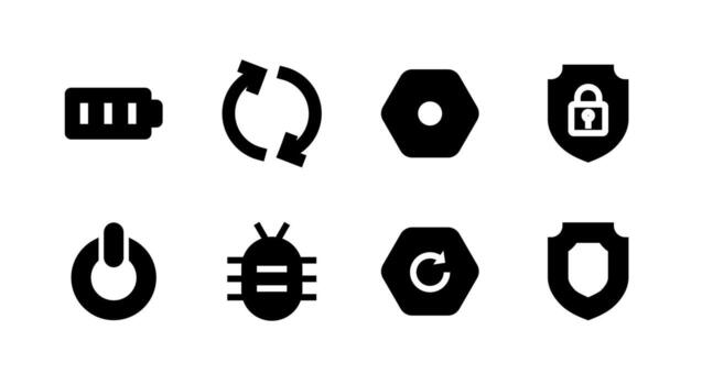 Power and Security Solid Icons for App and UI Design vector