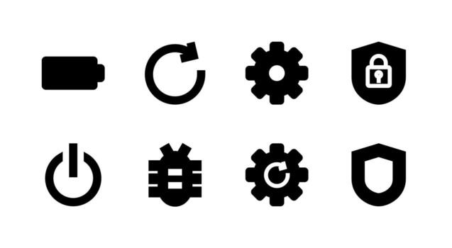 Reboot and Bug Solid Icon Set for Digital Interface vector