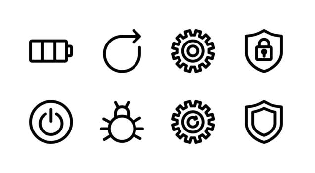 Power and Security Line Icons for App and UI Design vector