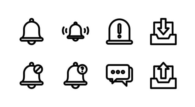 Versatile Alert Notification Line Icon Set Perfect for Communication Platforms vector