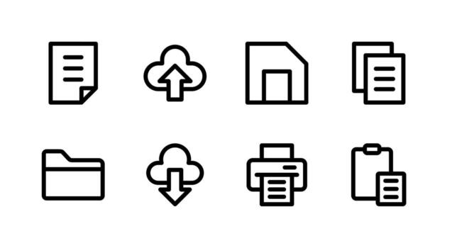 Complete File Operation Line Icon Set Premium Quality for Professional UI Design vector