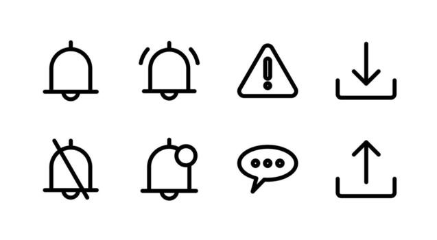 Essential Notification Alert Line Icon Set Perfect for Messaging Applications vector