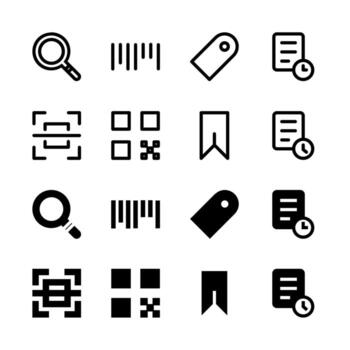 moderno buscar y descubrimiento íconos sólido y línea para tablero y interfaz vector