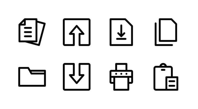 Versatile File Management Line Icon Set Perfect for Dashboard and Admin Panels vector