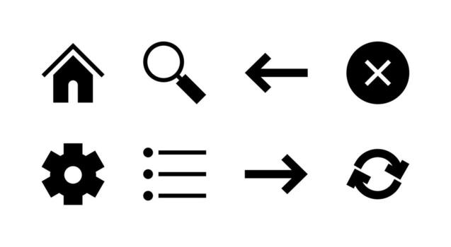 Complete Navigation Control Solid Icon Set Premium Quality Interface Design vector