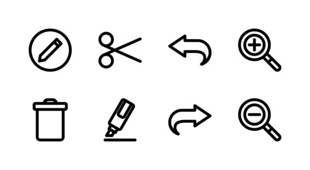 Complete Editor Action Line Icon Set Premium Quality for Creative Applications vector