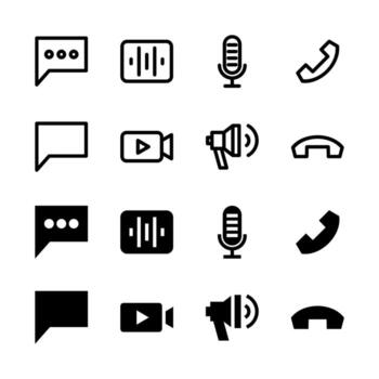 Complete Communication and Messaging Icon Collection for App and Web UI Design vector