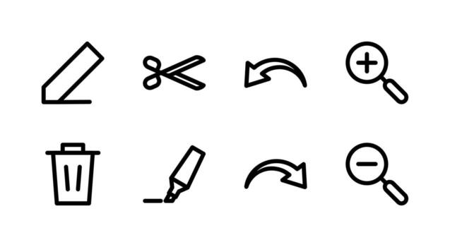 Professional Editing Control Line Icon Set Essential for Digital Workspaces vector