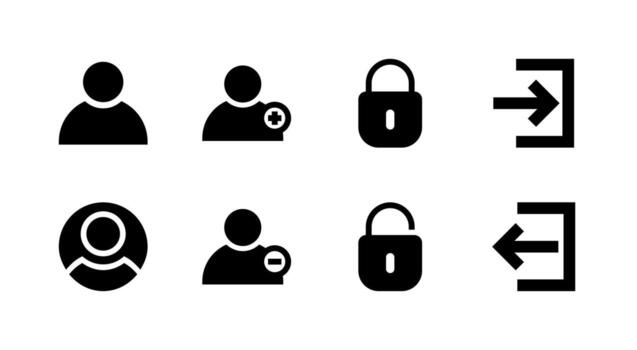 Professional User Authentication Solid Icon Set Essential for Digital Platforms vector