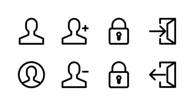 Complete Profile Security Line Icon Set Premium Quality for Admin Dashboards vector
