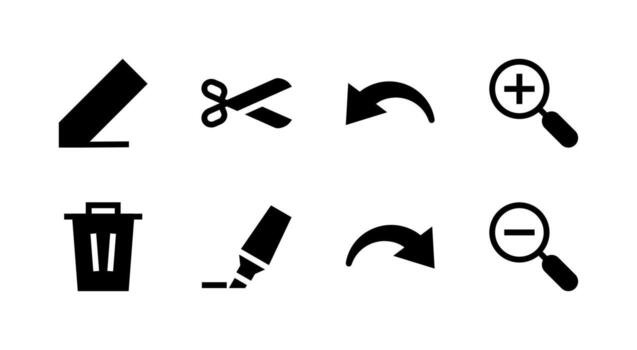 Professional Editing Control Solid Icon Set Essential for Digital Workspaces vector